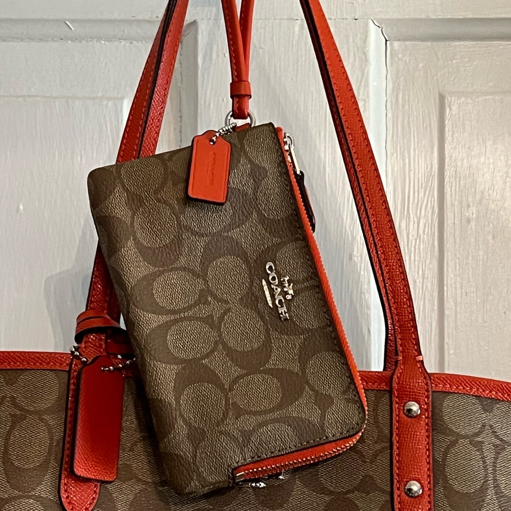 Coach double zipper wristlet